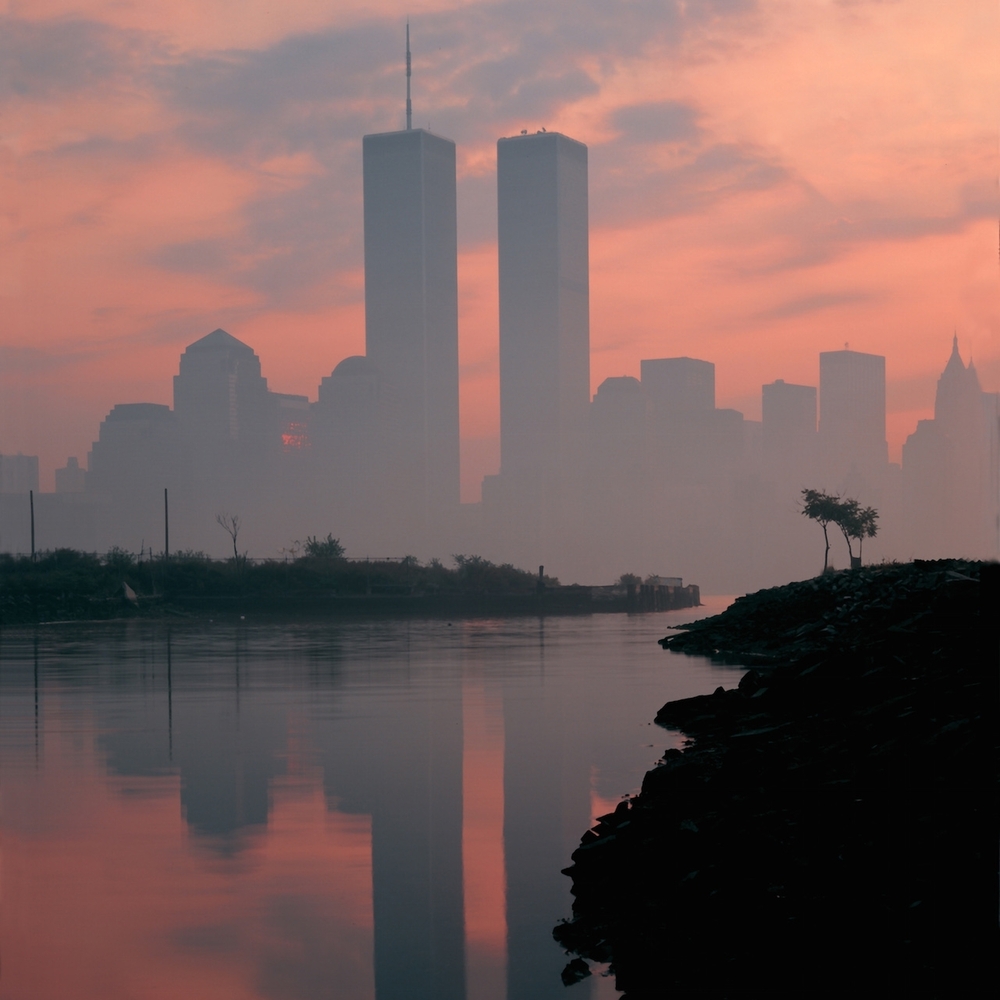 Sunset Skyline Art Print New York Twin Towers